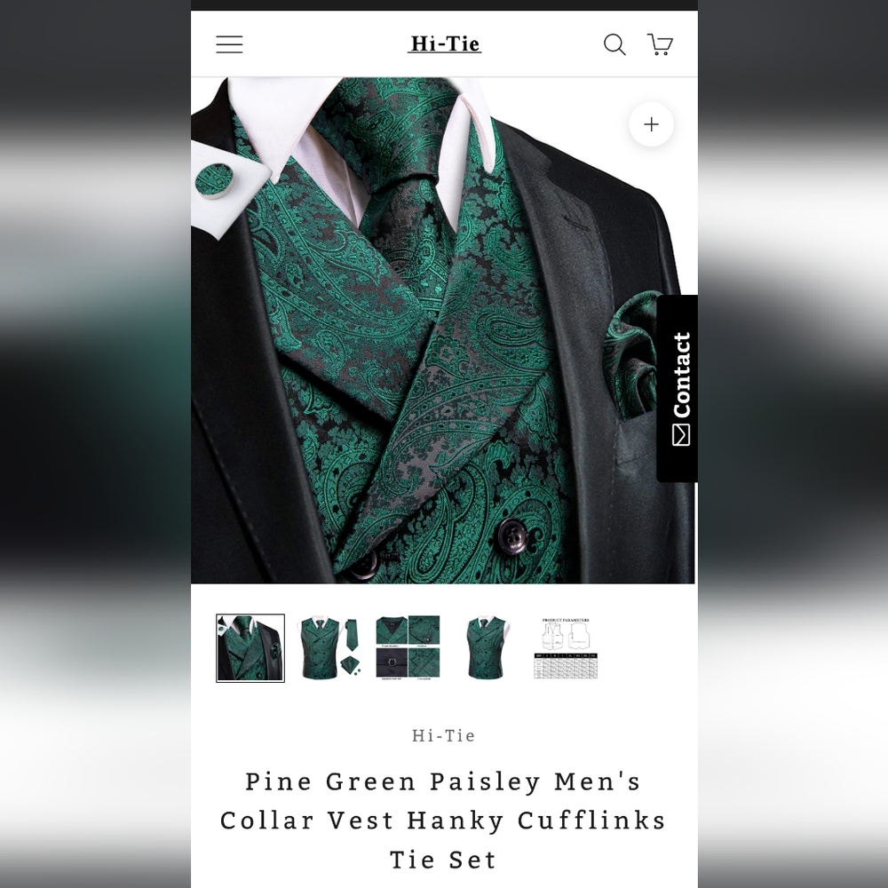 Hi-tie Green Paisley Men's Suit Set